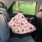 Binienty Baby Car Seat Covers - Cartoon Kitten Infant Carseat Canopy Multi-use Stretch Nursing Cover for Breastfeeding