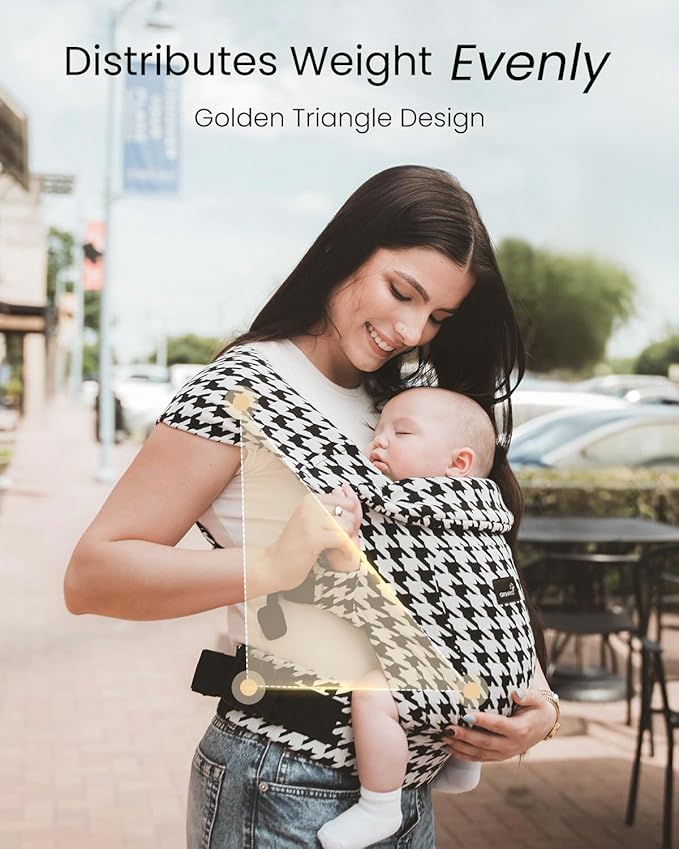 GROWNSY Baby Carrier Newborn to Toddler, Cozy Baby Wraps Carrier, Ergonomic Baby Carrier with Head Support, Houndstooth Black