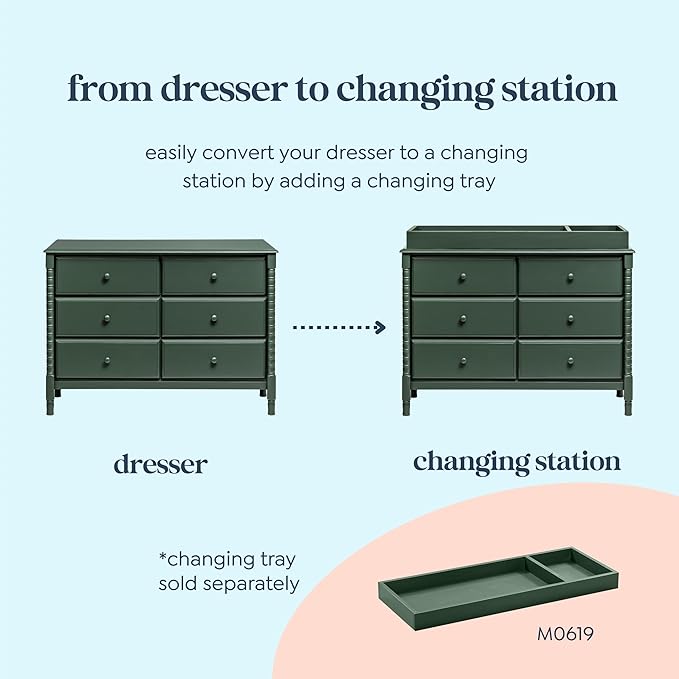 DaVinci Jenny Lind Spindle 6-Drawer Dresser in Forest Green