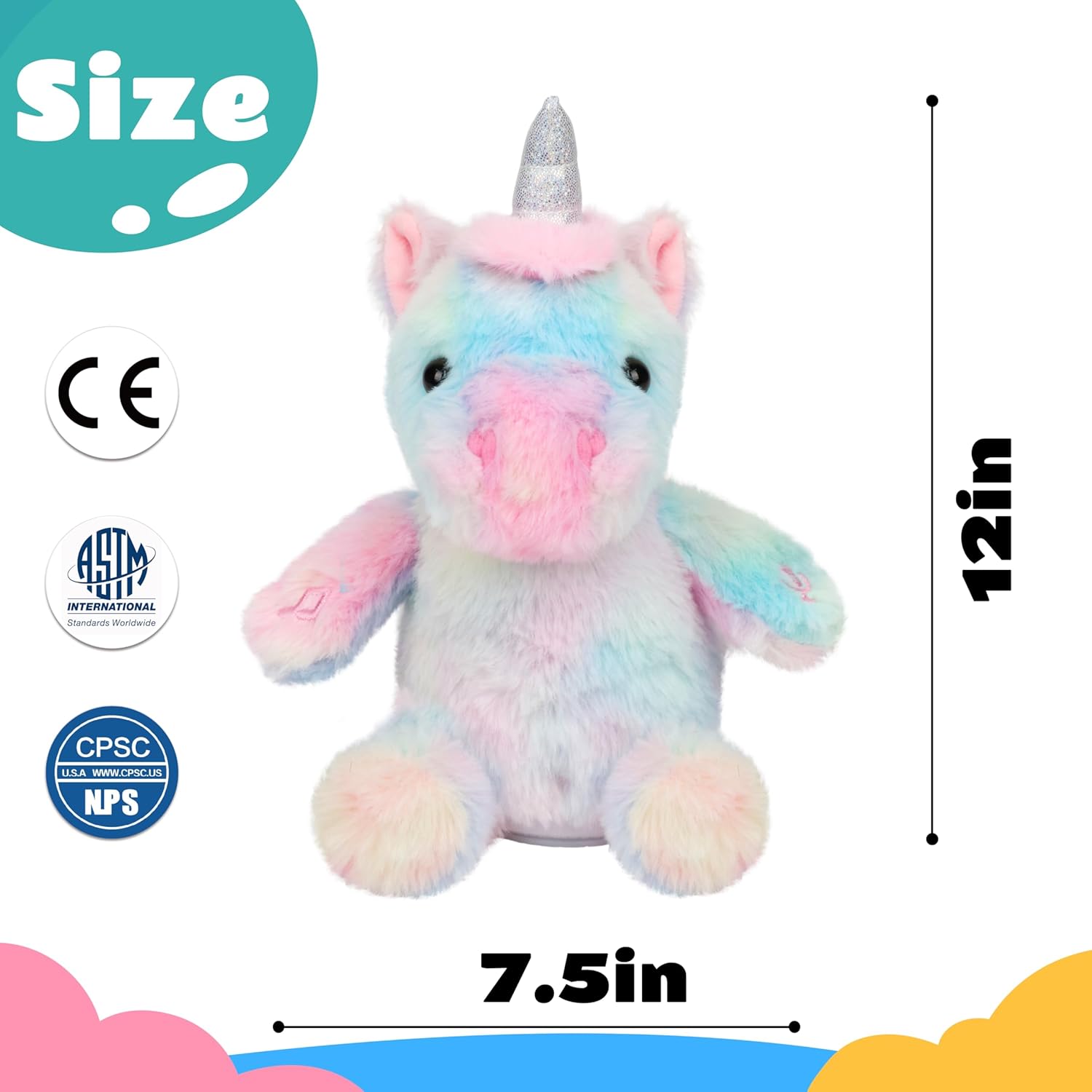 Cuteoy Talking Unicorn Repeat What You Say Musical Stuffed Animal Shaking Singing Plush Toy Electric Interactive Animated Plushies Gifts for Kids Girls Boys