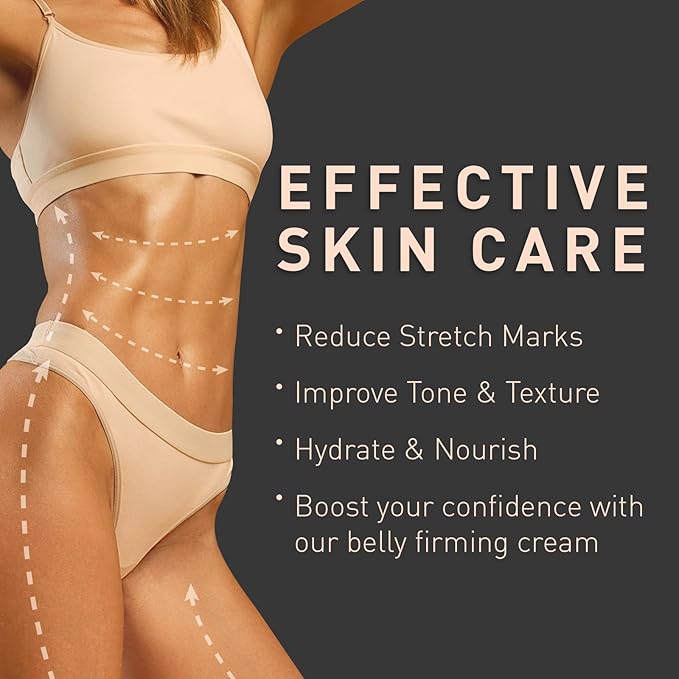 Enaskin Naturals Belly Firming Cream: B Flat Skin Tightening, Cellulite & Stretch Mark Reduction Cream for Stomach, Thighs and Booty - Hydrating Body Lotion for Women & Men, 3.38 Fl. Oz