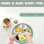 3Pack Sainless Steel Kids Plates with Suction, 8.1” Divided Toddler Baby Plates with Removable Silicone Sleeves BPA Free Non-Slip 2-in-1 Anti Breakage Metal Toddler Bowls