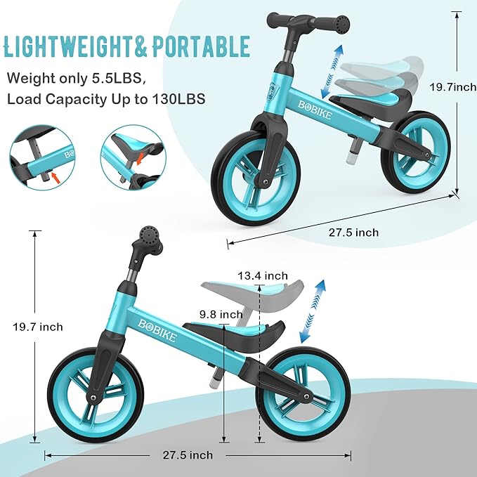 Toddler Balance Bike Toys for 1 to 4 Year Old Girls Boys Adjustable Seat and Handlebar No-Pedal Training Bike Best Gifts for Kids
