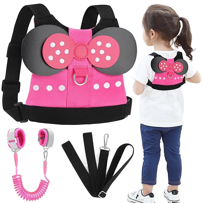 Accmor Toddler Harness Leash, Cute Kids Leash + Anti Lost Wrist Link, 3 in1 Adorable Baby Leash Child Walking Harness Wristband Assistant Strap Mini Belt Protector for Girls to Outdoor Travel