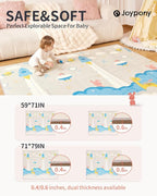 Baby Play Mat 79x71x0.6 inches, Fabric Cloth Surface Extra Large & Thick Foldable Play Mats for Baby Girls Boys, Waterproof & Anti-Slip Portable Baby Floor Mat for Tummy Time with Travel Bag