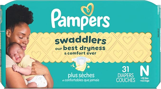 Pampers Baby Diapers - Swaddlers - Size 0, 31 Count, Ultra Absorbent Disposable Newborn Diaper