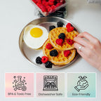 Children's 304 Stainless Steel Four (4) Piece Plate Set, 21 cm, Matte Finish, Plates for Kids, Toxin Free Stainless Steel Dinnerware Set, Non-Divided Plates, 100% BPA Free