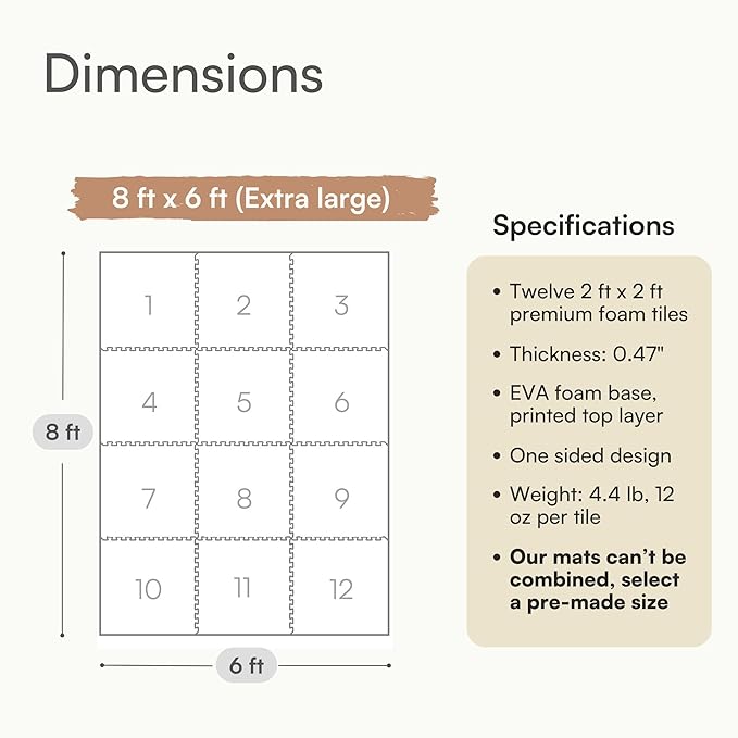 Lillefolk Baby Play Mat for Floor – 6x8ft Terracotta | Soft Non Toxic Premium EVA Foam Tiles for Tummy Time, Crawling & Playroom – Waterproof Interlocking Floor Mat for Babies & Toddlers (12 Tiles)