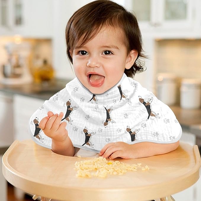 1 Pack Muslin Burp Cloths Beagle Paw Print White Cotton Baby Burp Cloths Extra Absorbent and Soft Thick Burping Cloth for Newborn Boys Girls 22x11 Inch