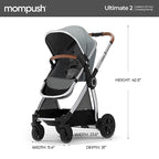 Mompush Ultimate2 Baby Stroller, Premium Convertible Full-Size Stroller for Toddler, Reversible Seat with One Hand Recline Adjustment, Car Seat Adapter Included