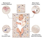 Vegan Leather Baby Changing Mat - Wipeable Portable Changing Pad, Foldable Travel Changing Mat for Baby, Newborns Toddlers Shower Gifts (Dinosaur,20"*28")