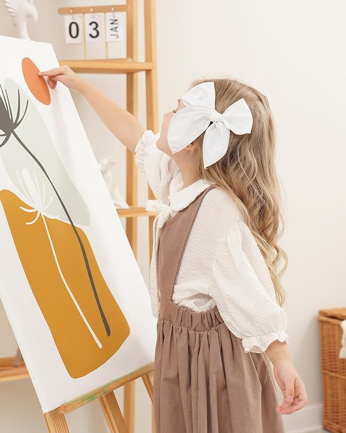 8 Pcs doboi Baby Girls Hair Clips Big Fable Hair Bows Cotton Linen Bows for Girls Hair Accessories for Baby Toddlers Kids-5.5 Inch