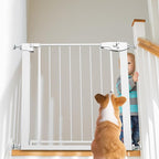 Easy Step Walk-Thru Baby Gate – Adjustable Safety Gate for Babies & Pets, Pressure Mount Kit, Includes Wall Cups & Extensions – 29.7 to 59.8W x 30.5H inches, CPC Certified