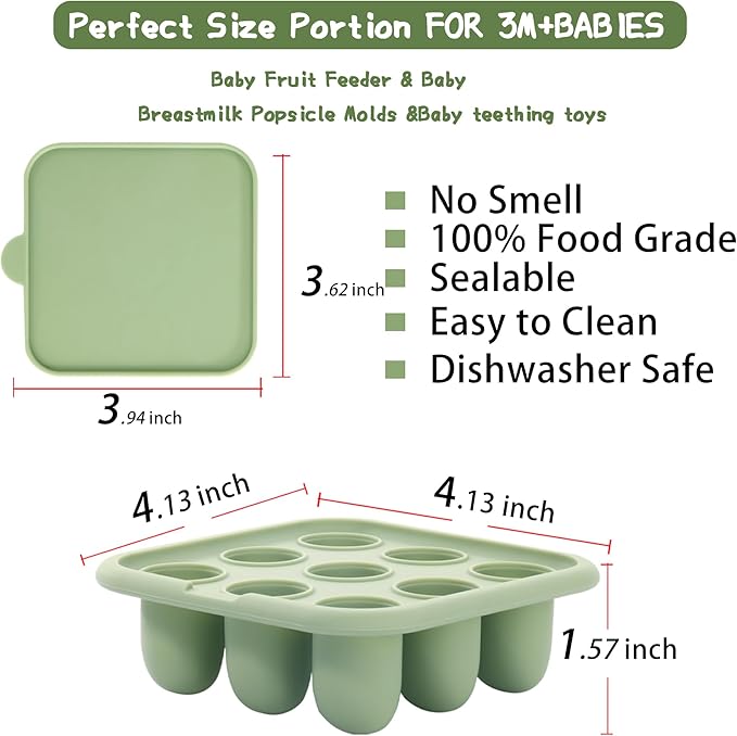 WAJIAYON Baby Food Freezer Tray,Silicone Nibble Freezer Tray,Baby Fruit Food Feeder Teether,Breastmilk Popsicle Mold,Babies Breast Milk Teether Pop Maker for Homemade Babies Meals-Blue
