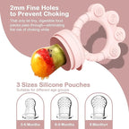 2 Pack Baby Fruit Food Feeder+Breastmilk Popsicle Molds,Baby Teethers,BPA Free,2mm Fine Holes to Prevent Choking,Perfect for Teething Relief & Infant Solid Food Introduction,3 M+（ Mauve Pink, Cream）