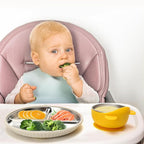 Stainless Steel Kids Plates and Bowls with Suction, Divided Baby Plate and Toddler Bowl with Removable Silicone Suction, Non-Slip Baby Feeding Set Dishwasher Safe, 4 Packs