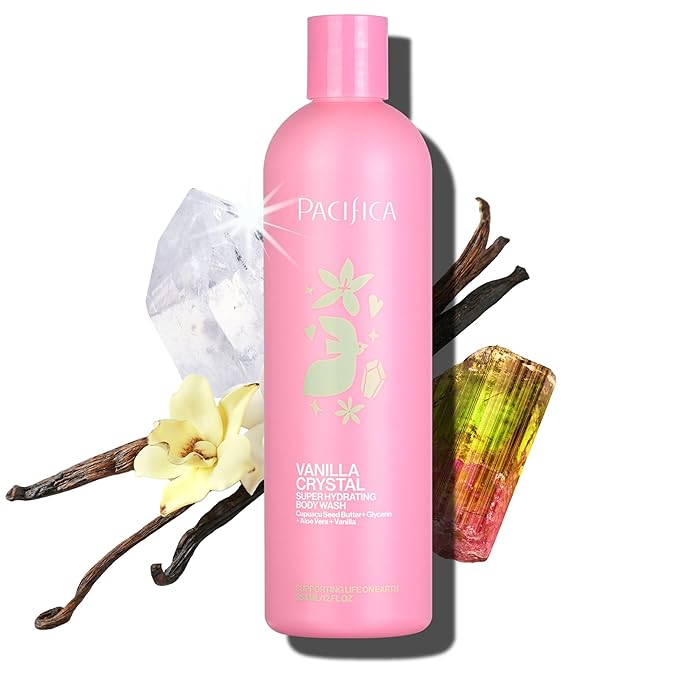 Pacifica Body Wash - Vanilla Crystal Super Hydrating Body Wash - Bath & Shower Gel - Clean Beauty, Vegan & Cruelty-Free Dermatologist Tested