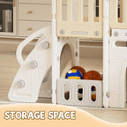 XJD 9 in 1 Toddler Slide Set, Kids Slide for Toddlers Age 1+, Toddler Climber Slide PlaySet with Basketball Hoop and Ball,Outdoor Indoor Playground for Toddlers 1-3 (Beige)