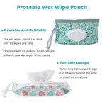 FEBSNOW 6 Pack Baby Wipes Dispenser, Portable Refillable Wipe Holder, Baby Wipes Container, Reusable Wipes Case, Baby Travel Wet Wipes Pouch