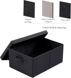 HOONEX Storage Bins with Lids for Organizing, Pack of 2, Storage Boxes with 2 Carrying Handles and Sturdy Heavy Cardboard, 16.5" L x 11.8" W x 7.5" H for Shoes, Books, Clothes, Black