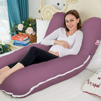 Meiz Pregnancy Pillow,Cooling Silky Pregnancy Pillows for Sleeping,Full Body Maternity Pillow for Pregnant Woman with Cooling Silky Jersey Cover,Dark Purple