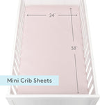Newton Baby Mini Crib Fitted Sheets (2-Pack) | Organic Muslin Cotton, Ultra Breathable & Soft Baby Sheets, Machine Washable Baby Mattress Sheets, Fits Any Mini Sized Crib 24" x 38", Sunrise Pink