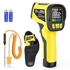 Infrared Thermometer Temperature Gun,-40°F to 1472°F, Non-Contact Digital IR Thermometer Temp Gun with Thermocouple Probe for Cooking, Pizza Oven, HVAC, Engine, Griddle, Adjustable Emissivity