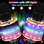 Amazmic Kids Karaoke Microphone Machine Toy Bluetooth Microphone Portable Wireless Karaoke Machine Handheld with LED Lights, Gift for Children Adults Birthday Party, Home KTV(Black Gold)