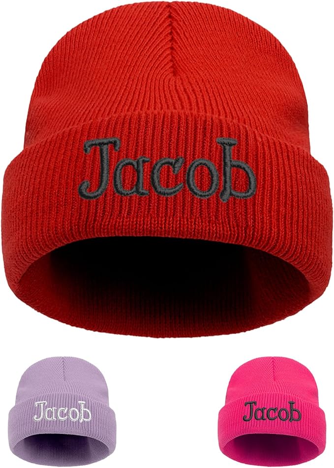 Custom Beanie Hats for Baby Girls Boys - Personalized Embroidered Beanies with Name for Infants Toddlers Adults