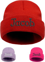 Custom Beanie Hats for Baby Girls Boys - Personalized Embroidered Beanies with Name for Infants Toddlers Adults
