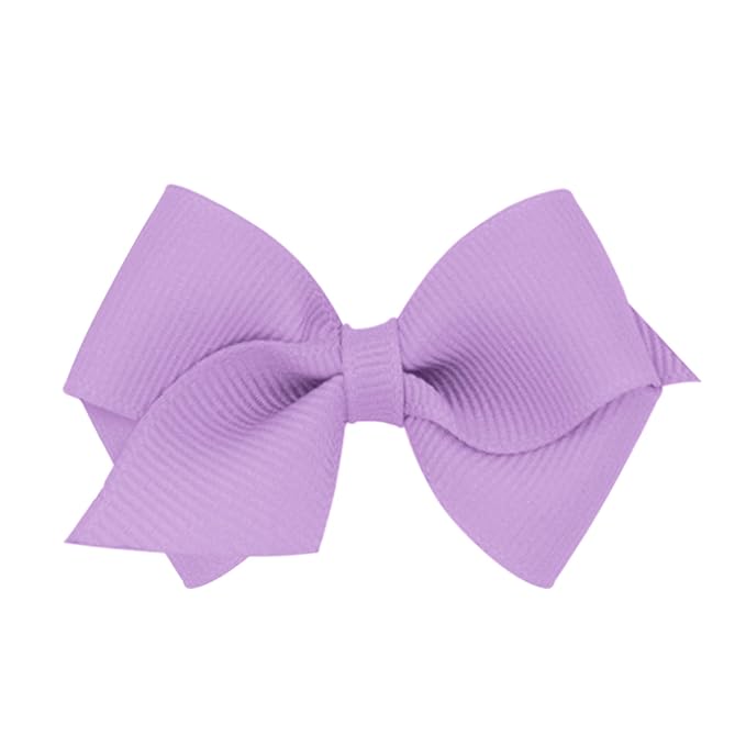 Wee Ones Girls' Plain Wrap Classic Grosgrain Hair Bows on a WeeStay No-Slip Hair Clip, Handmade, Wee, Light Orchid