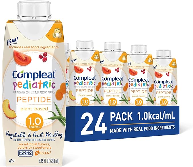 Compleat Pediatric Peptide 1.0 Pediatric Tube Feeding Formula Vegetable/Fruit Medley Flavor 250 mL Carton 24 Ct