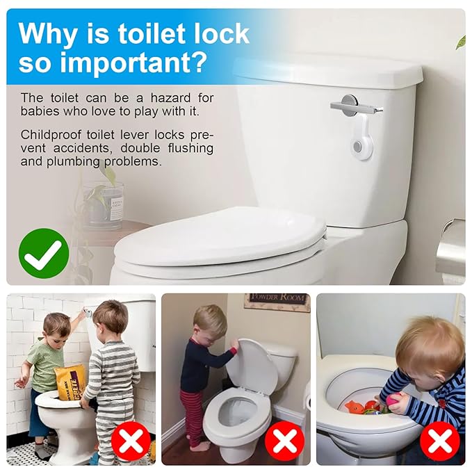 Toilet Locks Baby Proof, Toilet Flush Locks Baby Proof Child Toddlers, Round Cover Childproof Lock for Bathroom Restroom Washroom Lavatory, Easy Installation Baby Safety Lock with 3M Adhesive(1Pack)