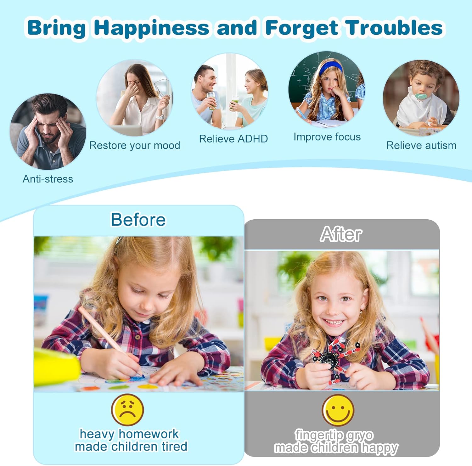 Zhanmai Transformable Fidget Spinners Fidget Toys for Kids and Adults Stress Relief Sensory Toys Transformable Chain Robot Fingertip Gyros for ADHD Autism for Kids Gifts(32 Pack)