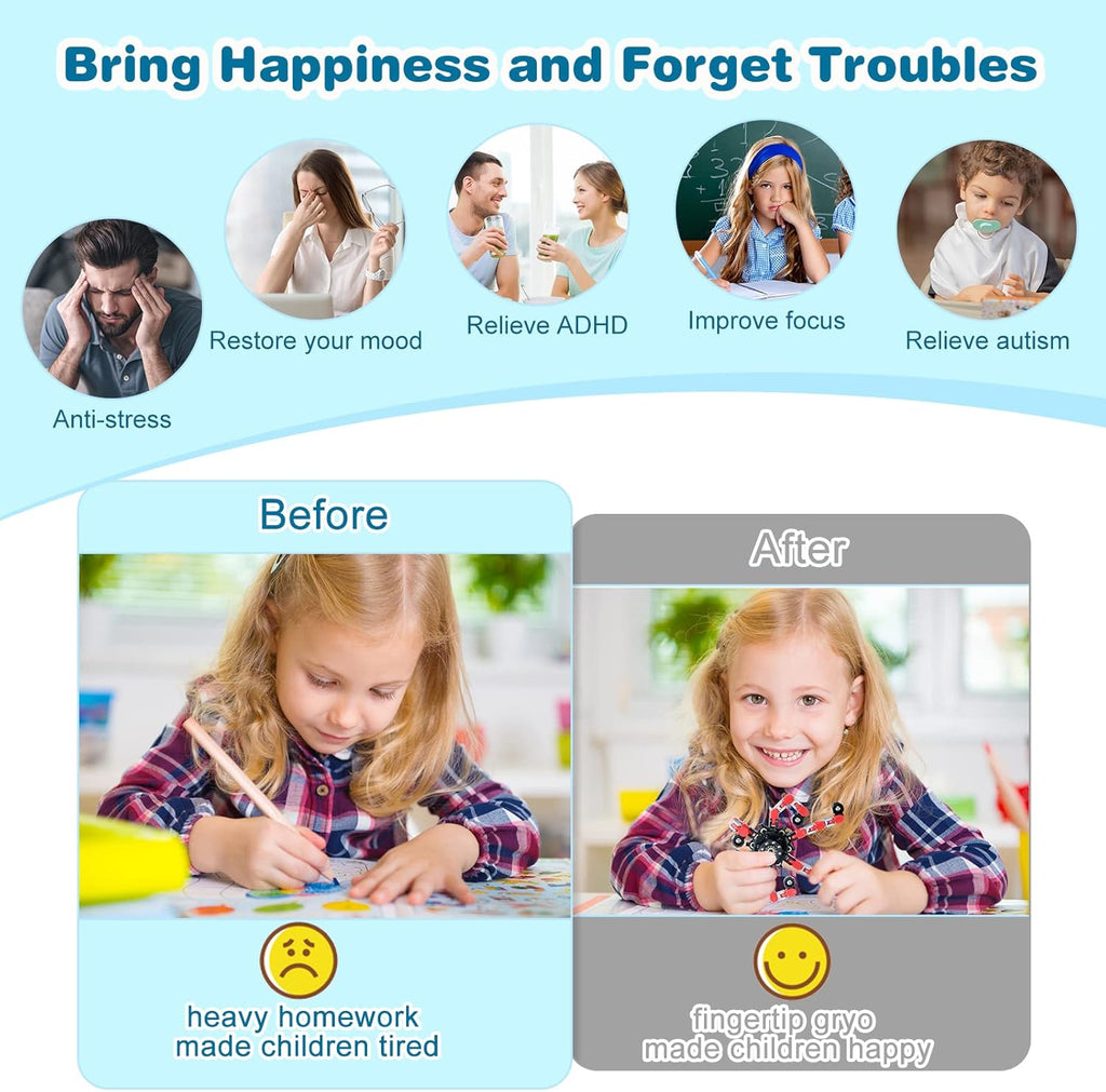 Zhanmai Transformable Fidget Spinners Fidget Toys for Kids and Adults Stress Relief Sensory Toys Transformable Chain Robot Fingertip Gyros for ADHD Autism for Kids Gifts(48 Pack)