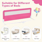 BABY JOY Bed Rails for Toddlers, 59'' Extra Long, Swing Down Bed Guard w/Safety Straps, Folding Baby Bedrail for Kids Twin, Double, Full Size Queen & King Mattress (Pink, 59-Inch)