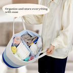 Baby Diaper Caddy Organizer, Extra Large Cotton Rope Nursery Diaper Basket, Changing Table Organizer, Portable Tote Bag with Divider, Car Storage, Baby Shower Gifts for Newborn Boys - Blue