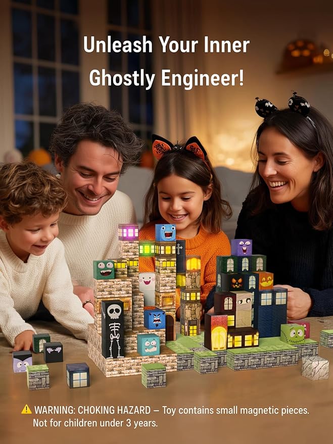 137PCS Magnetic Blocks - Magnetic Building Blocks,World Magnetic Lights Tiles Kids Build Cubes ,STEM Toys for 3-5 4-8 5-7 Year Old Boys and Girls,Sensory Creative Activities Christmas Birthday Gift