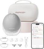 Momcozy Breast Pump Hands Free Upgraded Mobile Flow | M9, App Discreet Control with Personalized Multi-Modes & 15 Levels, Wearable Breast Pump 24mm, 1 Pack Gray