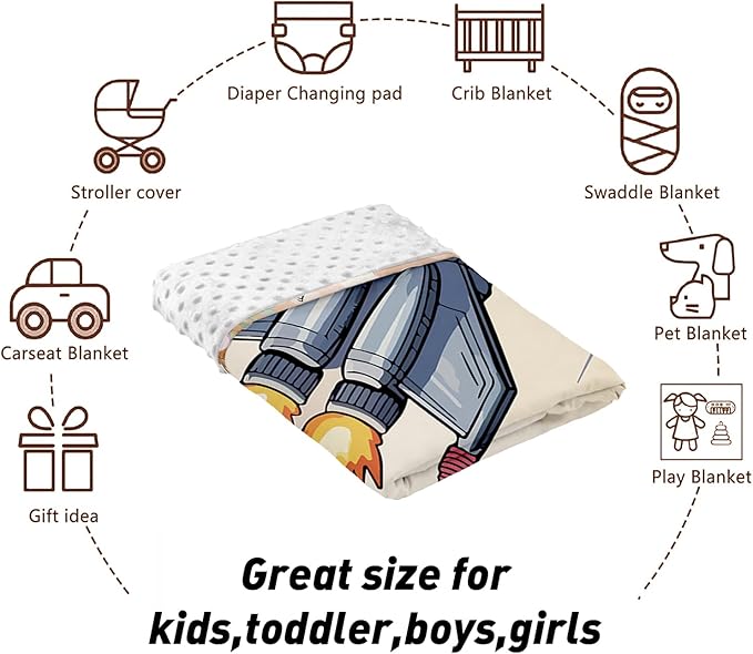 Personalized Baby Crib Bedding Set – Rocket Launch Theme Nursery Bedding Sets 3 Piece with Custom Name Blanket, Fitted Crib Sheet & Changing Pad Cover – Ideal Newborn Gift for Boys