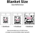 Personalized Baby Blankets for Girls, Custom Name White Cow Pattern Baby Blanket, Soft Minky Dot Blanket for Newborns and Toddlers, Ideal for Baby Showers Christmas Brithday Gifts