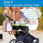 Accmor Stroller Cup Holder with Phone Holder, Bike Cup Holder, Universal Cup Holder for Uppababy Nuna Doona Strollers, 2-in-1 Cup Phone Holder for Stroller, Bike, Wheelchair, Walker, Scooter