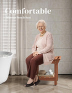 Waterproof Shower Bench, Poly Lumber Shower Stool for Shaving Legs, Shower Chair Seat with Storage Shelf and Handles, Bathroom Bench for Inside Shower, Non-Slip (Brown)