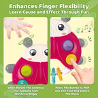 Ladybug Baby Light Up Toys with Rattle Led Light Music, Interactive Educational Fine Motor Development Toy for 3-6-12-18-24 Months Baby Toddler - Red