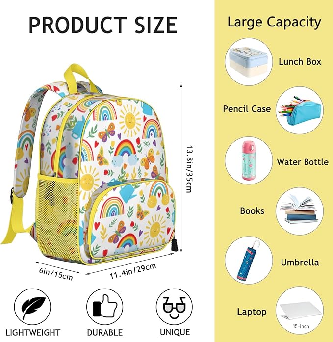 Toddler Backpack for Girls 3-8: Preschool Kindergarten Backpack - Cute Kids Backpacks for Girls Boys-Sunshine