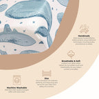 Crane Baby Ocean Crib Sheet, 100% Cotton Fitted Sheet, 28" x 52", Crib Sheets for Boys, Toddler Bed Sheets, Ocean Nursery Decor