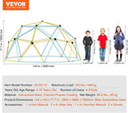 VEVOR Climbing Dome, 12FT Geometric Dome Climber Play Center for Kids 3 to 10 Years Old, Jungle Gym Supports 750LBS and Easy Assembly, with Climbing Grip, Outdoor Backyard Play Equipment for Kids