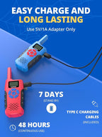 Walkie Talkies for Kids Rechargeable,Toys for Boys and Girls Ages 3-12, 2 Pack Long Range 2-Way Radios, Birthday Gifts,Christmas Stockings, Outdoor Play, Family Games, Hiking Camping Gear