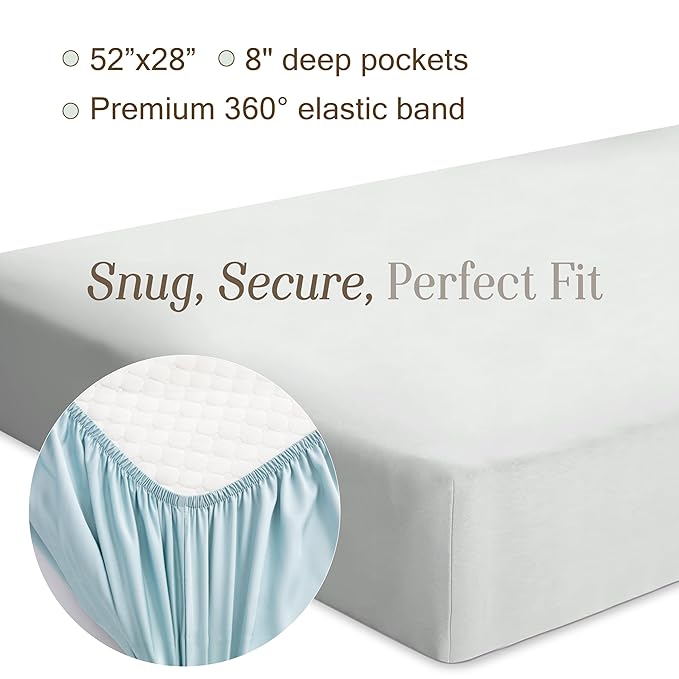 Bella Coterie Luxury Bamboo Viscose Crib Sheet | Organically Grown | Ultra Soft | Cooling for Better Sleep | Deep Pocket Fitted Sheet for Crib & Toddler Mattress | 100% Organically Grown [Grey Mist]