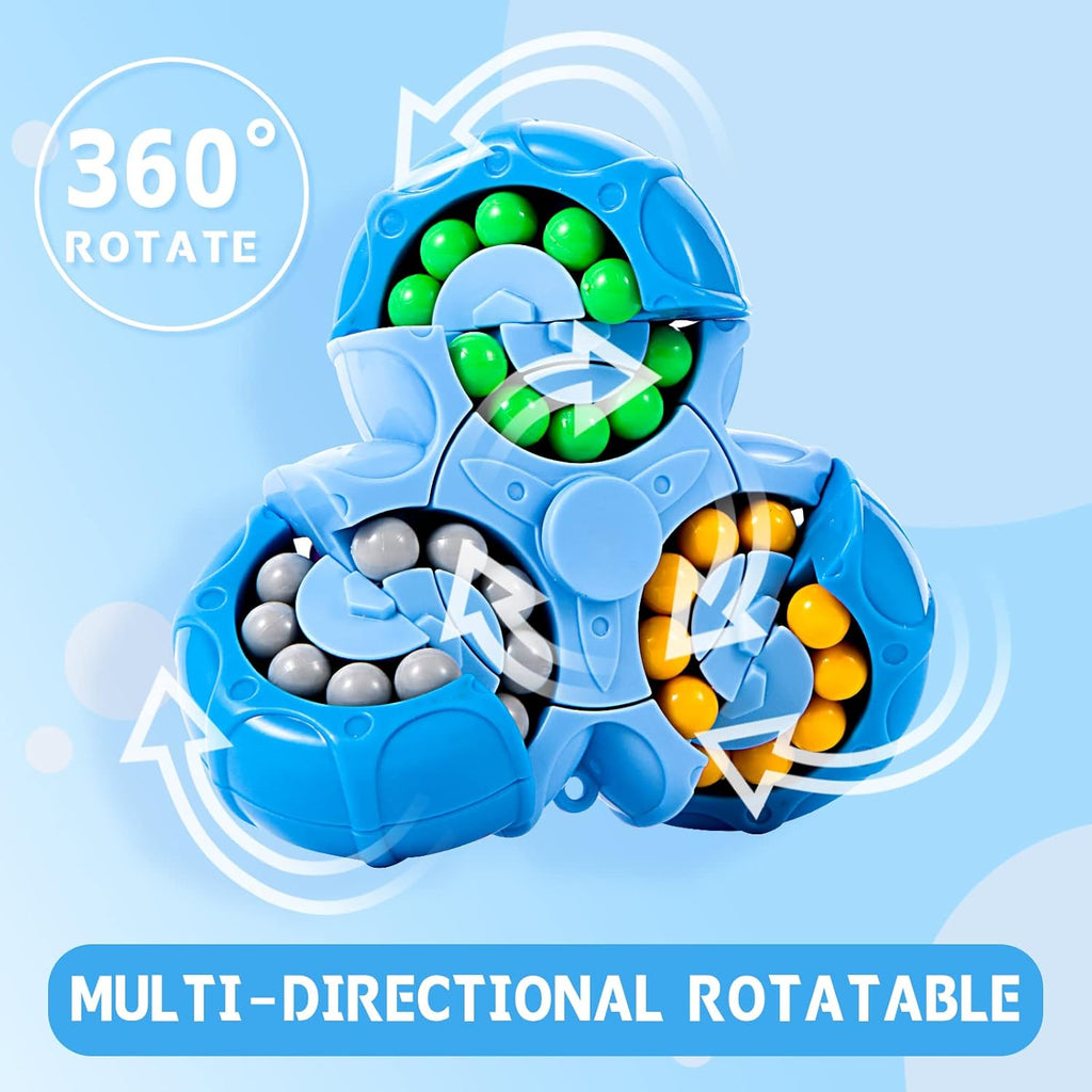 Magic Cube Bean Puzzle,Rotate and Puzzle,Stress and Anxiety Relief Fidget Toys,Brain Teasers Travel Games for Kids Teens Adults,Sensory Toys for Autistic ADHD,Pop Birthday Gift(Blue)